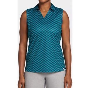 NWT LADY HAGEN WOMENS PRINTED PIQUE SLEEVELESS GOLF POLO SIZE MEDIUM